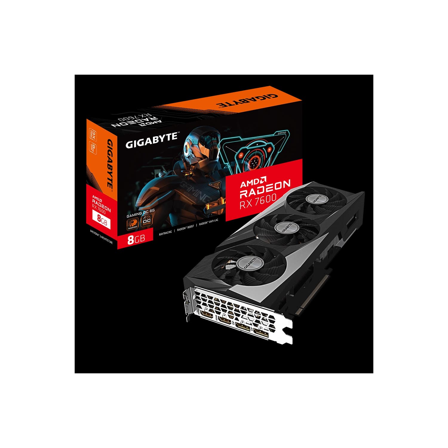 Placa de Video GIGABYTE AMD Radeon RX 7600 GAMING OC 8G