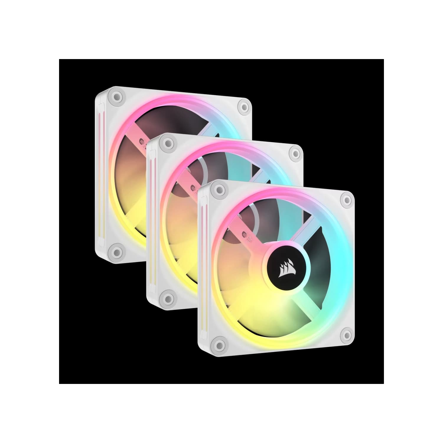 Kit de ventiladores CORSAIR PWM de 120 mm QX120 RGB x3 blanco con iCUE Link