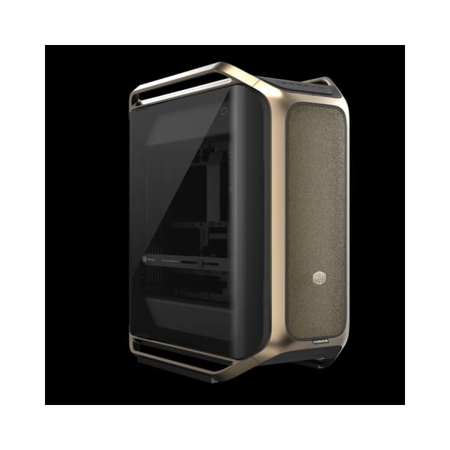 Gabinete Cooler Master Cosmos Alpha Gold Full Tower 3 Fans Tempered Glass Logo Bañado en Oro 24K s/Fuente