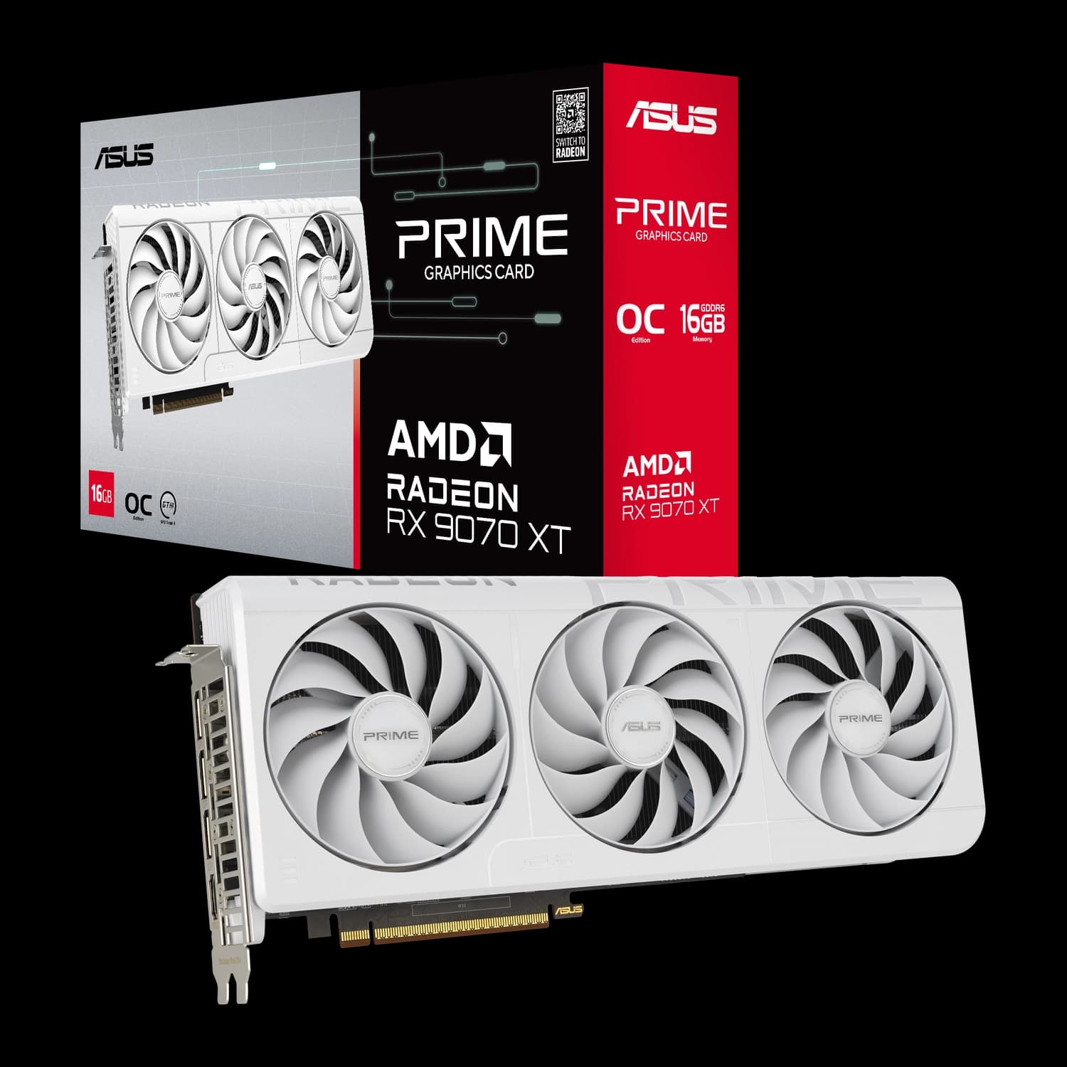 Placa de Video ASUS AMD Radeon PRIME RX9070XT O16G WHITE