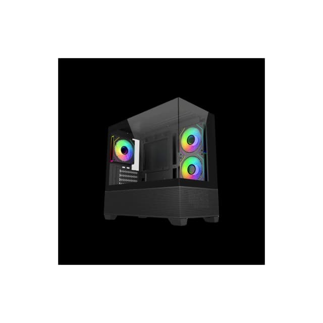 Gabinete Cooler Master Elite 490 Mini Tower 3 Fans 120mm ARGB Tempered Glass Black s/Fuente