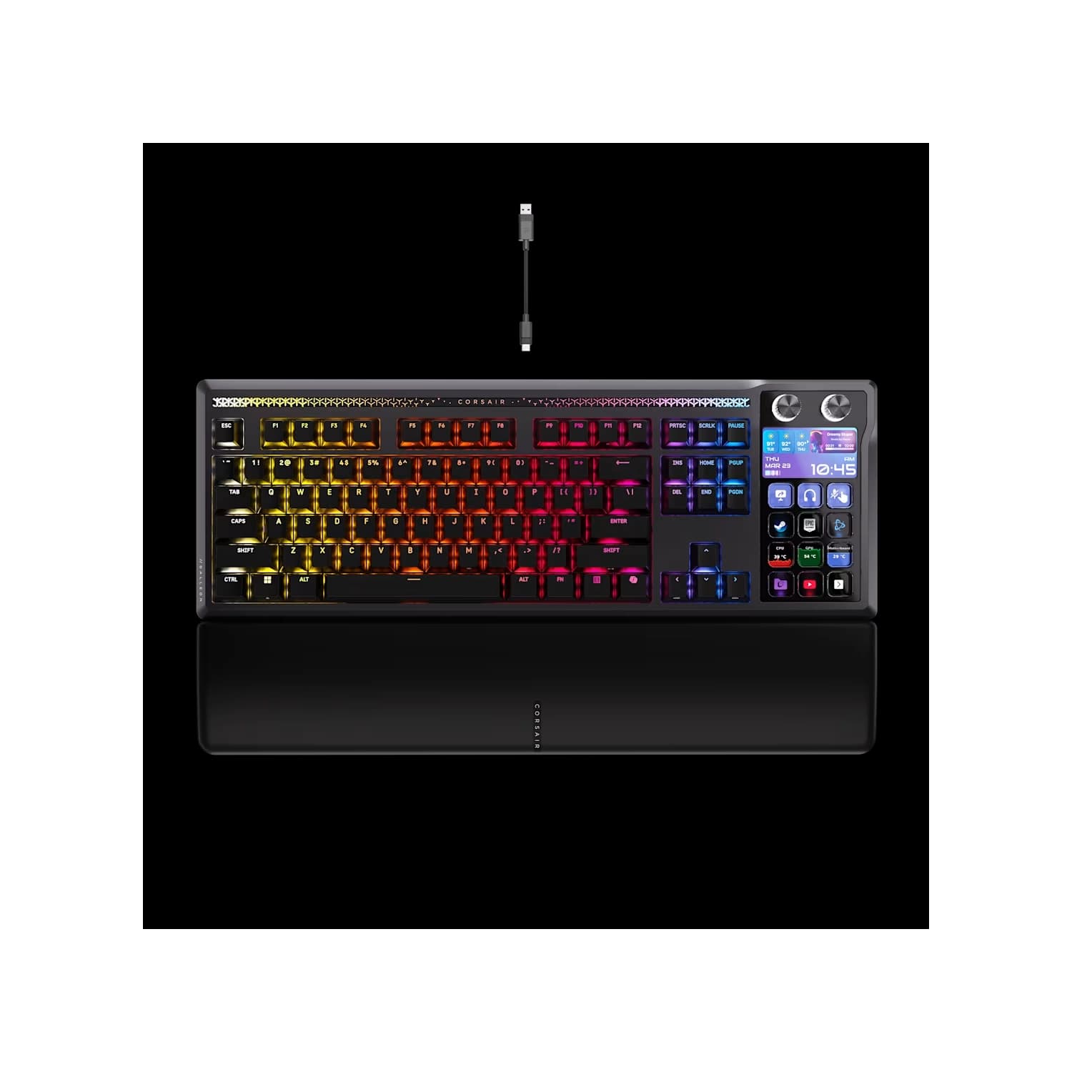 Teclado gamer CORSAIR GALLEON 100 SD RGB Mecánico Backlit RGB LED MLX Pulse Negro
